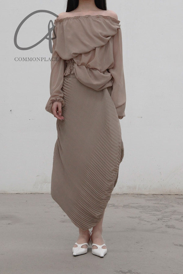 CAROLINE HU Shell Textured Skirt AW21TANSK05S Brown PCH2